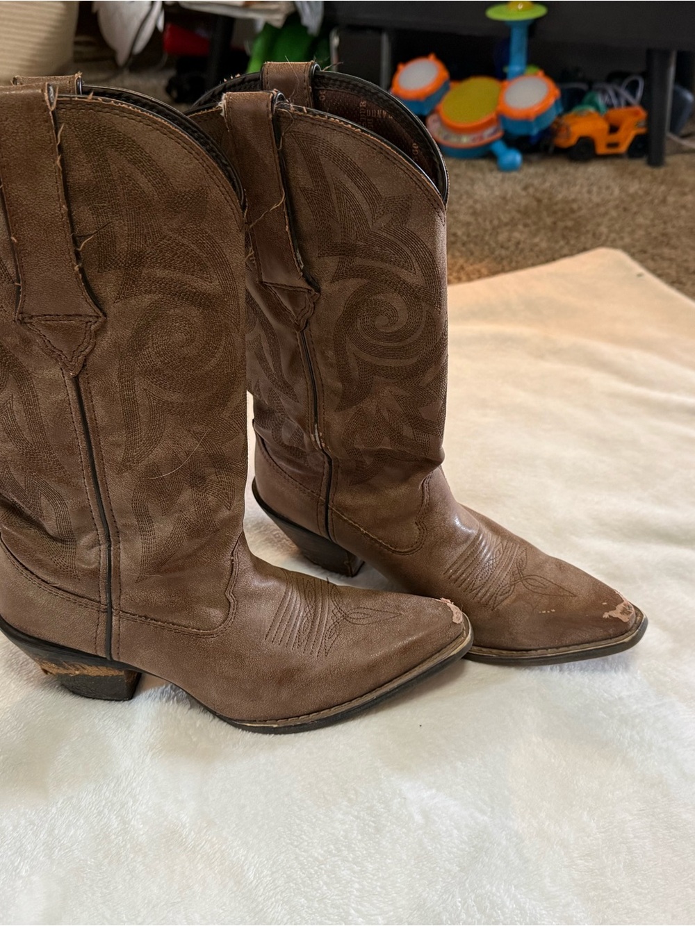 Durango Brown Lace Up Western Boots with Stitched Detail
